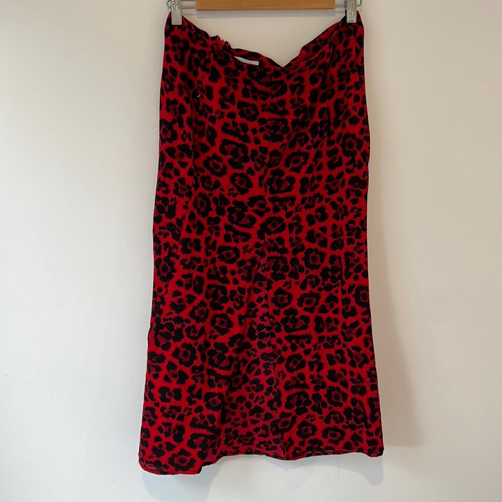 Bright red skirt with slit